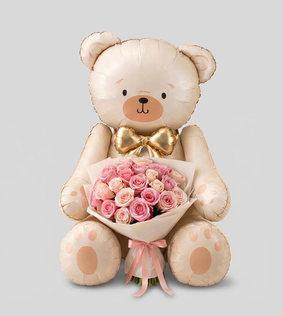 Слика на Голем балон мече и 25 ружи