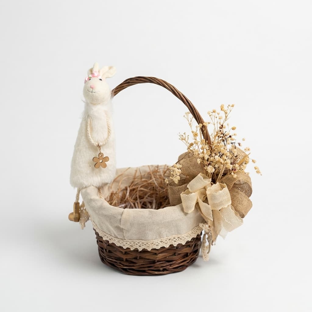 Слика на Природна плетена корпа "Бохо зајак"